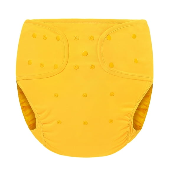 Littleforbig Washable Adjustable Reusable Waterproof Primary Comfort Cloth Adult Diaper Wrap Cover One Size Yellow