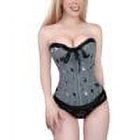 Littleforbig Women's Lace Up Boned Overbust Corset Bustier Bodyshaper Top - Sugar Bat Pattern 4X-Large