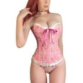thumbnail image 1 of Littleforbig Women's Lace Up Boned Overbust Corset Bustier Bodyshaper Top - Usagi Moon Pattern 2X-Large, 1 of 5
