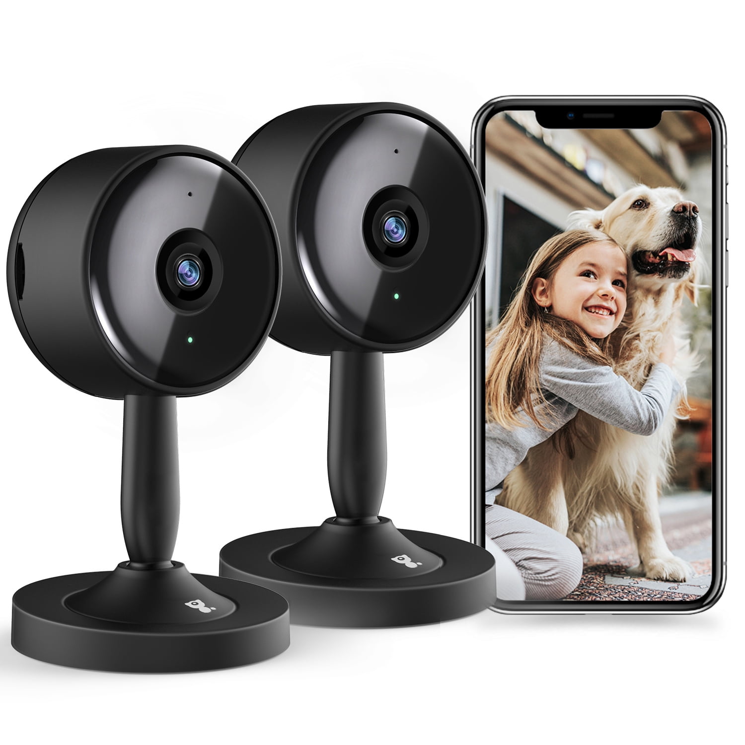 Littlelf Indoor Security Camera, 2 Pack Smart WiFi Camera with Night Vision, Motion Detection
