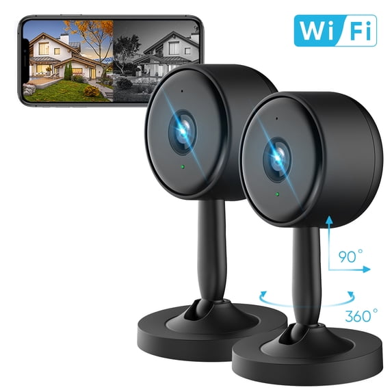 Littlelf Indoor Security Camera, 2 Pack Smart Wi-Fi Camera with Night Vision, Motion Detection, 2-Way Audio Plug-in Baby Monitor with Phone App