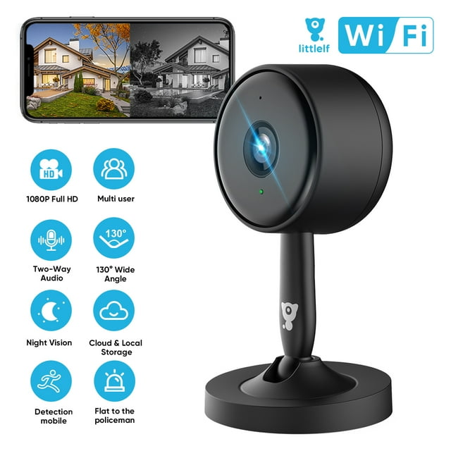 Littlelf Wireless WiFi Smart Security Camera, 1080P Indoor IP Surveillance with Night Vision, 2