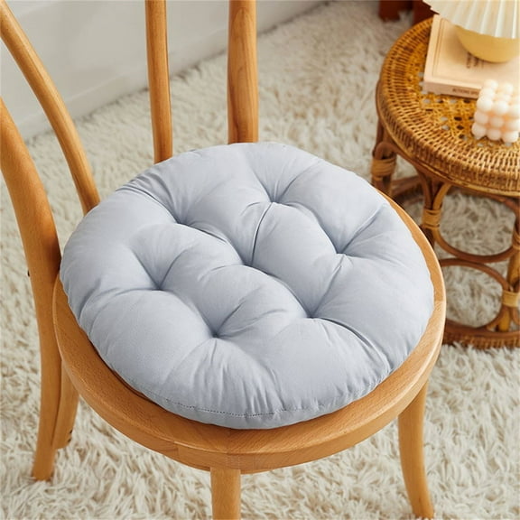 Littleplum 15 Inch Round Chair Seat,Pad Thick Tatami Plaid Style,Round Pillow,Seat Cushion,Comfortable Floor Seat Cushion Soft Chair Mat for Office Bedroom Living Room Kitchen,Gray