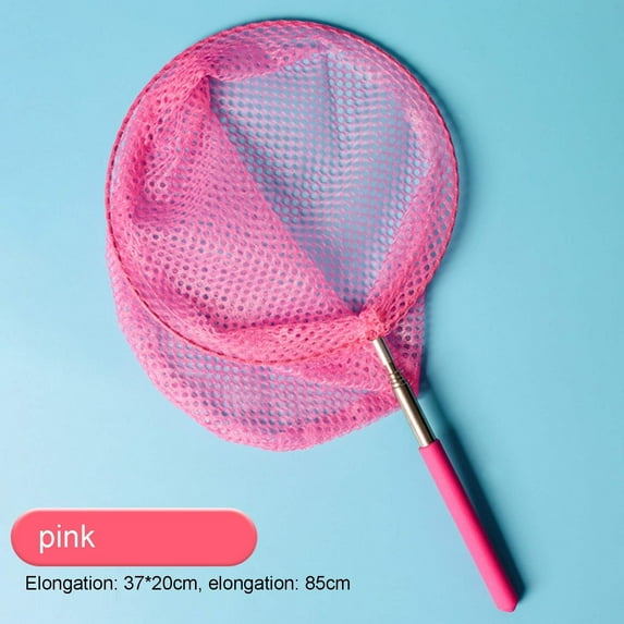 Littleplum 2 PCS Kids Telescopic Butterfly Fishing Nets for Kids Catching Insect Net Outdoor Tools for Catching Bugs Fish Insect Ladybird,Beach Toys,Extendable 34 Inches and Anti Slip Grip,Pink