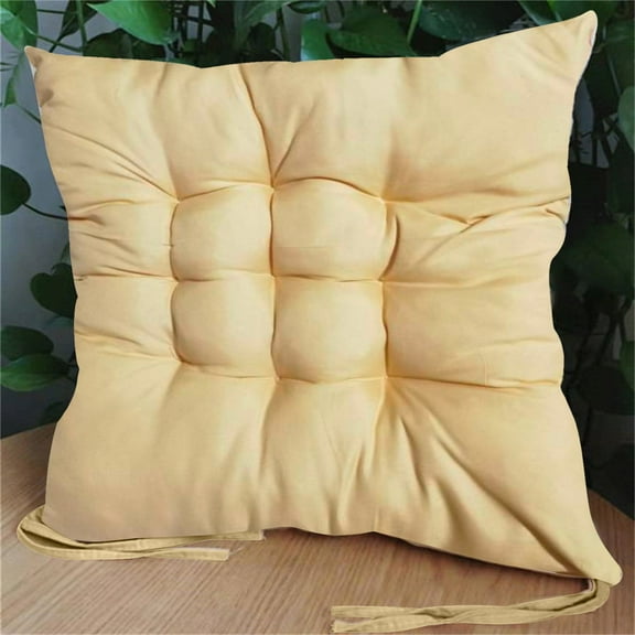 Littleplum Chair Cushions for Dining Chairs with Ties,Indoor Non-Slip Kitchen Chair Pad and Dining Room Seat Cushion Mat for Office Outdoor,Comfortable Square Seat Cushion,15 Inch,1 Pcs,Orange