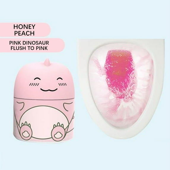 Littleplum Cute Dinosaur-Shaped Toilet Bowl Cleaner Bottle,Bathroom Toilet Tank Cleaner with Ocean,Jasmine,and Peach Scent,Three bottles can be used for 9 months(Pink,1 Bottles,300 ML)