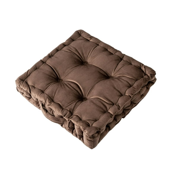 Littleplum Degrees of Comfort Meditation Floor Pillow,Square Large Pillows Seating for Adults,Tufted Corduroy Cushions for Outdoor Yoga Tatami Fireplace Living Room,Brown,15x15 Inch