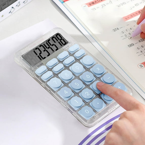 Littleplum Desk Calculator,12 Digits,Large LCD Display,Big Buttons,Solar and Battery Dual Power Desktop Calculators,Cute and Aesthetic,Suitable for Office and Study,Office Accessory,Blue