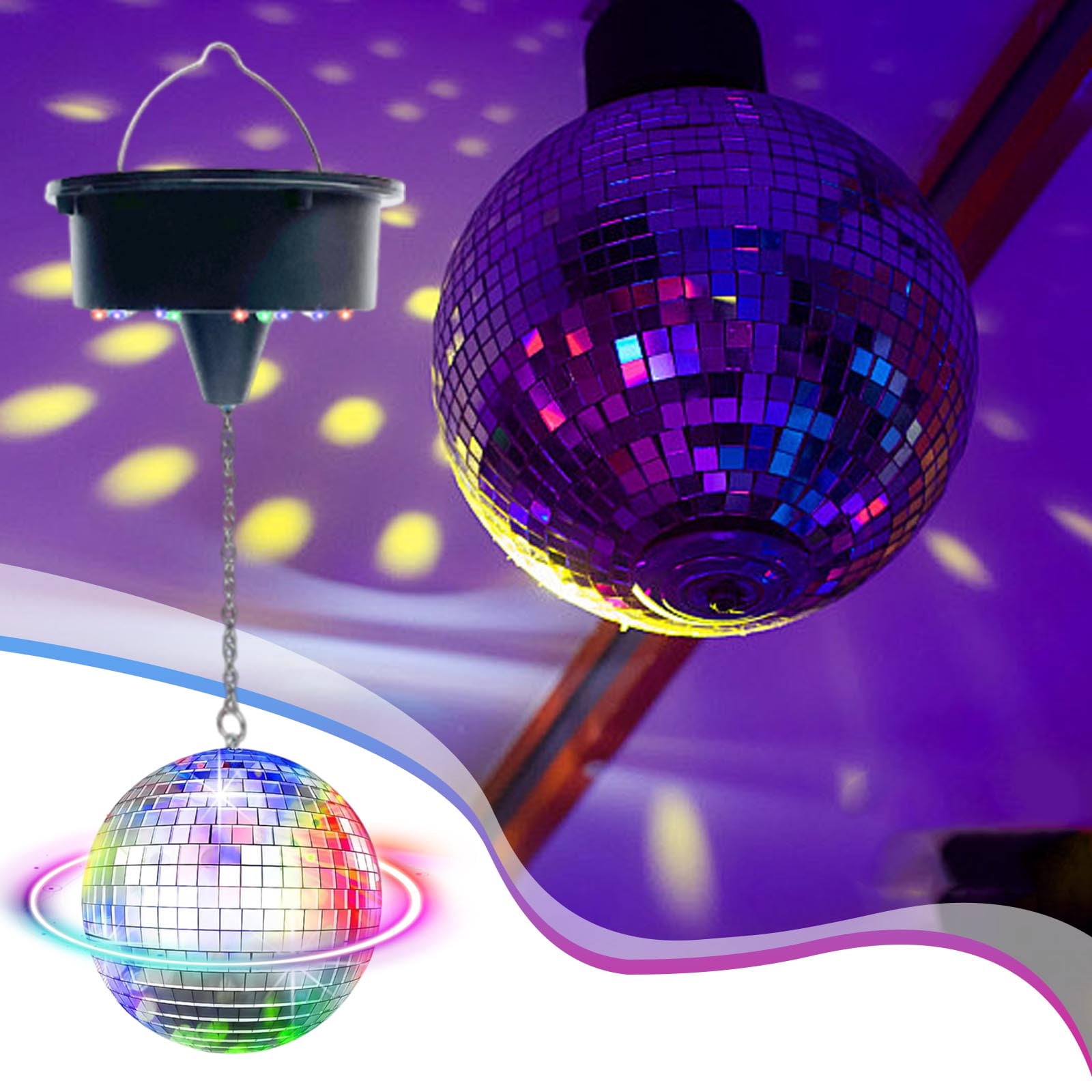 Littleplum Disco Ball with Motor and Light, 6RPM Batteries Powered ...