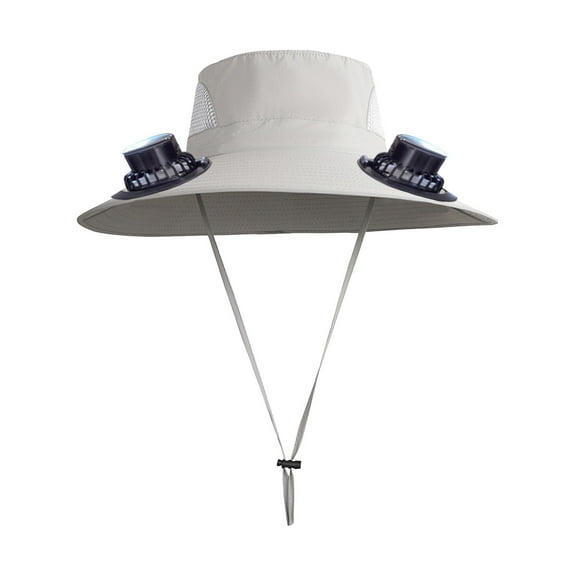 Littleplum Fan Hat Wide Brim Solar Fan Hat,Outdoor Wide Brim Sun Hat with 2 Solar Fan Fishing Hat,3 Speed Adjustable,Removable & USB Charging Fan,Fishing & Beach Hats with Fans Built,1 Pcs,White