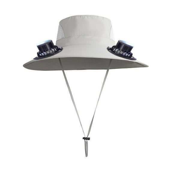 Littleplum Fan Hat Wide Brim Solar Fan Hat,Outdoor Wide Brim Sun Hat with 2 Solar Fan Fishing Hat,3 Speed Adjustable,Removable & USB Charging Fan,Fishing & Beach Hats with Fans Built,1 Pcs,White