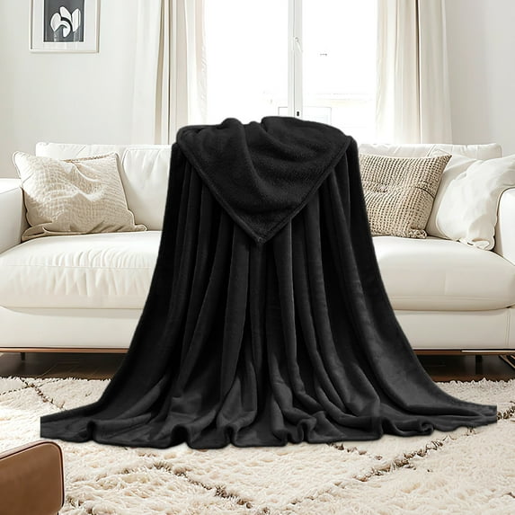 Littleplum Fleece Blanket Black Throw Blankets for Couch & Bed,Luxury Plush Cozy Fuzzy Blanket 27x39 Inches,Super Soft Warm Lightweight Throw Blanket for Travel Camping,1 PCS,Black