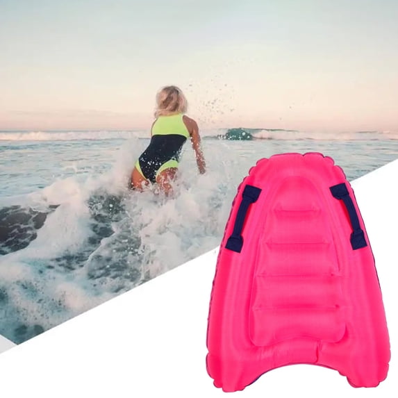 Lorve Inflatable Surf Body Board with Handles,Lightweight Floating Surfboard Aid Mat Learn to Swim,Beach Safety Theme Surfing Swimming Summer Water Fun Toy for Both Kids and Adult