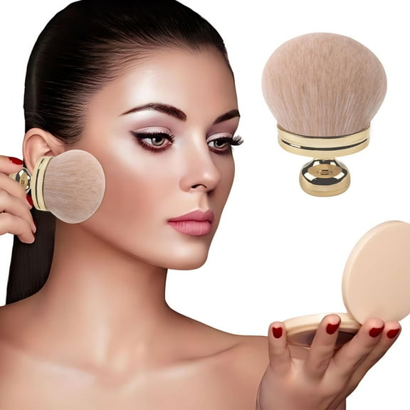 Littleplum Large Body Makeup Brush For Self Tanner,Self Tan Back Applicator,3.2Inch Wide-headed Kabuki Brush For Blend Self Applicator,Oval Face Leg Makeup Brush,Khaki Bristles+Gold Handle