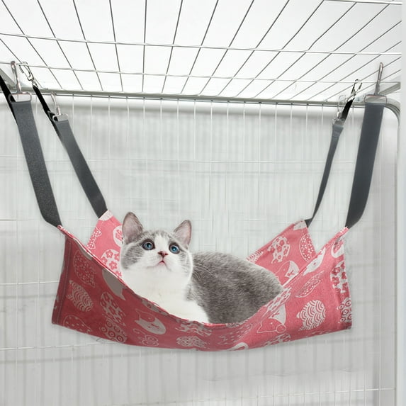 Littleplum Reversible Cat Hammock, Breathable Pet Cage Hammock with Adjustable Straps and Metal Hooks, Double-Sided Hanging Pet Hammock Bed for Cats, Ferret, Puppy, Other Animals, 11x11 Inch