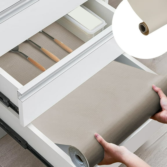 Littleplum Shelf Liners for Kitchen Cabinets,Refrigerator Liners Waterproof & Oil-Proof Kitchen Cupboard Liner,Plastic Drawer Mats Non Adhesive Fridge Liner for Shelves Gray 18 x 59 Inch,Brown