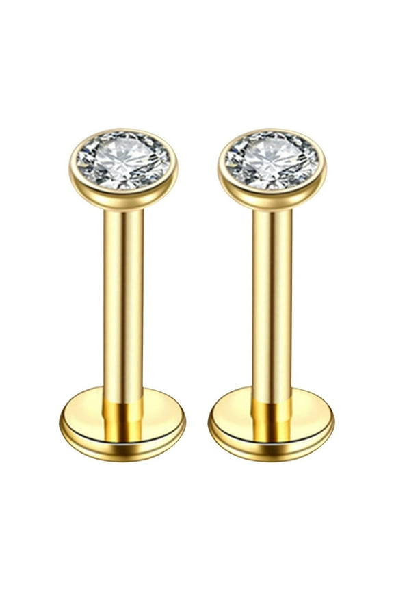 Stainless Steel Lip Rings Nose Studs,Piercing Internally Threaded,Stainless Steel Labret Monroe Lip Ring Studs,Lip Rings Studs Helix Cartilage Tragus Stud Piercing Jewelry,Gold