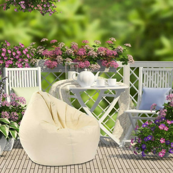 Littleplum Stuffed Animal Storage Bean Bag Chair Cover (No Filler) for Kids and Adults,Pets Dogs/Cats Lazy Beds.Soft Premium Corduroy Stuffable Bean Bag for Plush Toys or Memory Foam,Beige