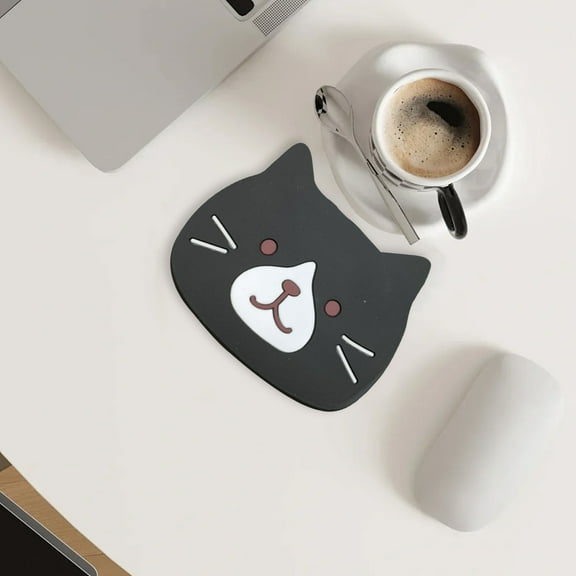 LittleplumCute Cat Cup Coaster,Funny Cat Coasters Cat Shaped Ceramic Coasters Non Slip Hot Pads Silicone Rubber Cup Mats for Cat Lovers Desk Coffee Table Dinning Room Decorations