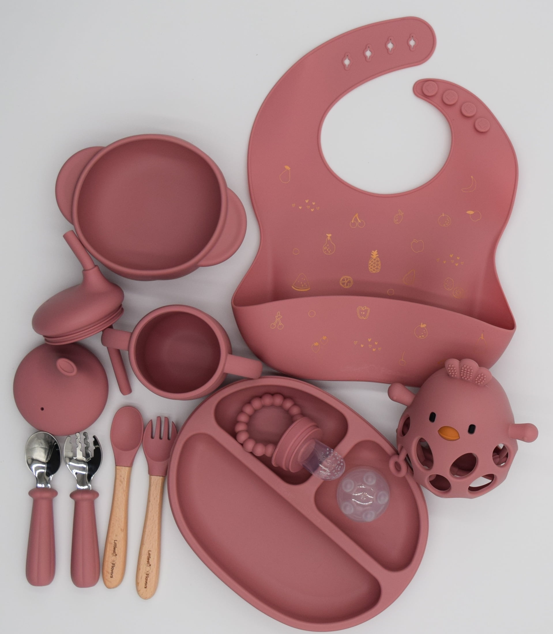 Littlest Flavors Silicone Baby Feeding Set, BPA Free, Non-Toxic, Durable, Easy to Clean, Ideal for Baby Led Weaning