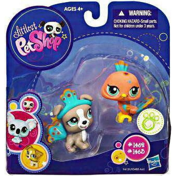 Littlest Pet Shop 2010 Assortment B Series 3 Peacock & Pitbull Figure 2-Pack