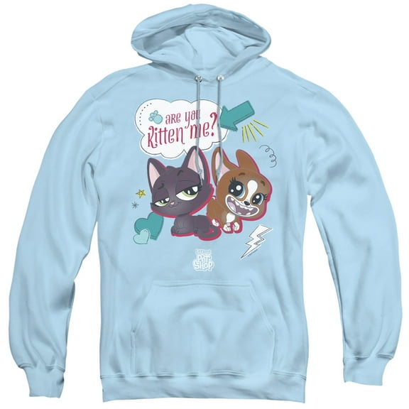 Littlest Pet Shop Are You Kitten Me Adult Pullover Hoodie Sweatshirt Light Blue