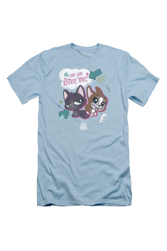 Littlest Pet Shop Are You Kitten Me S/S Adult 30/1 T-Shirt Light Blue