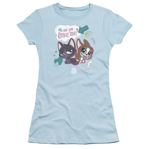 Littlest Pet Shop Are You Kitten Me S/S Junior Women's T-Shirt Sheer Light Blue