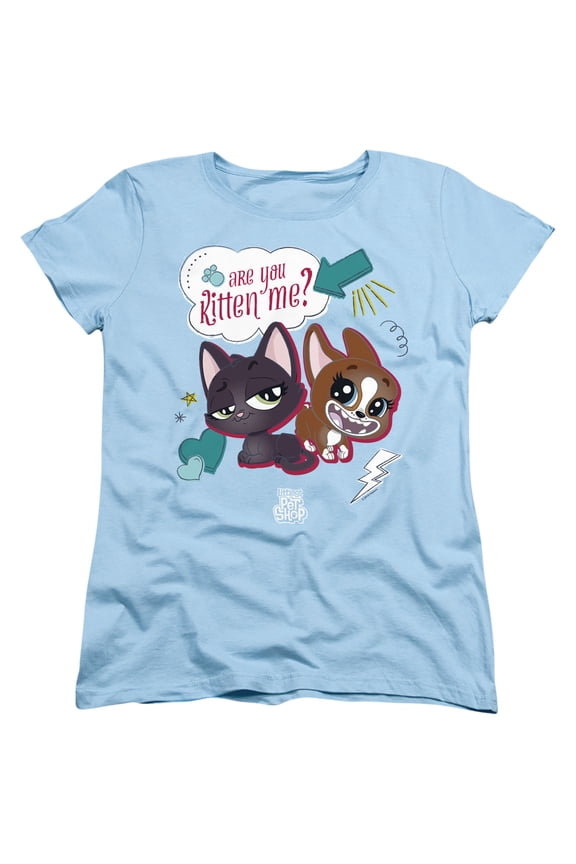 Littlest Pet Shop Are You Kitten Me S/S Women's T-Shirt Light Blue