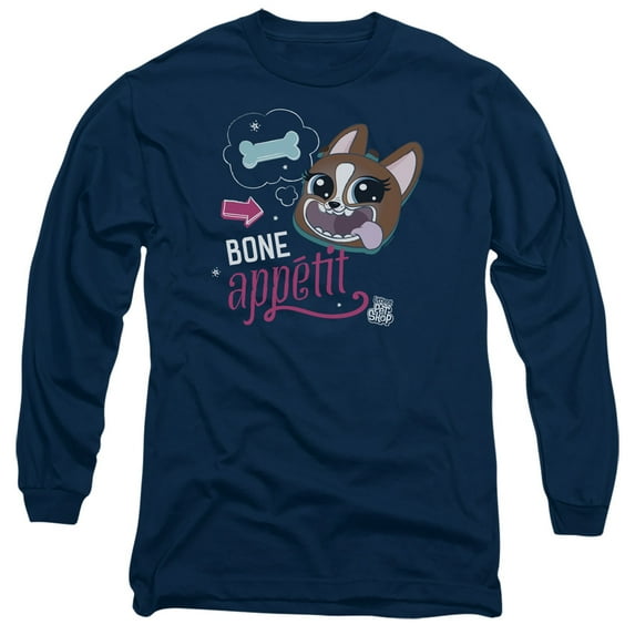 Littlest Pet Shop Bone Appetit Long Sleeve Adult 18/1 T-Shirt Navy