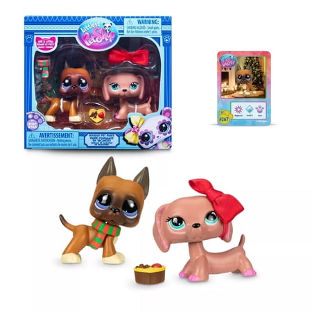 Littlest Pet Shop Cozy Holiday Winter Pals Pet Pairs Great Dane and Dachshund - 2pk