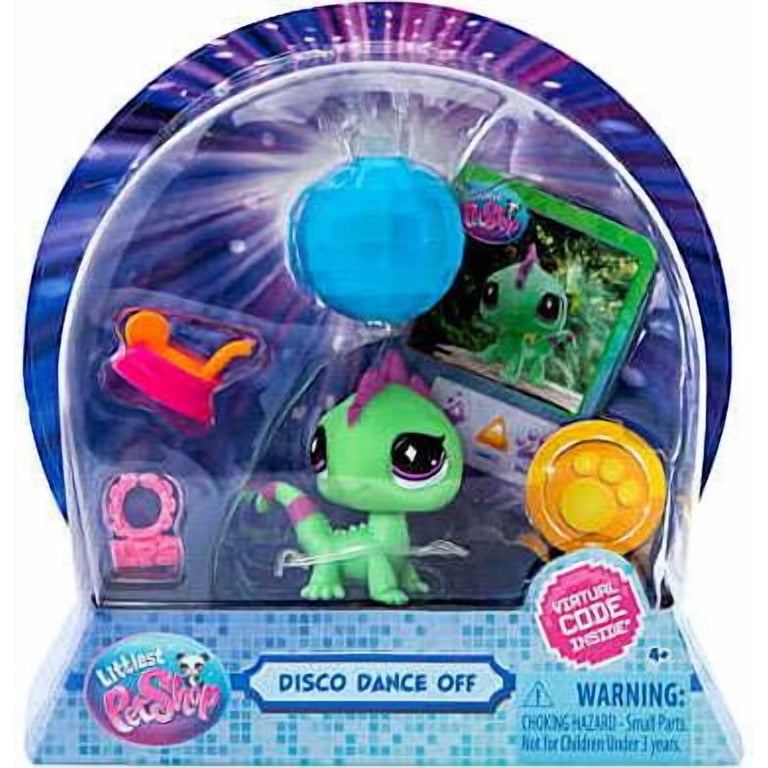 LPS【コエダナガレハナ＋リュウキュウキッカ】＋ディスクR+スジチヂミトサカ Littlest Pet Shop Disco Dance Off Iguana Mini Figure (with Virtual