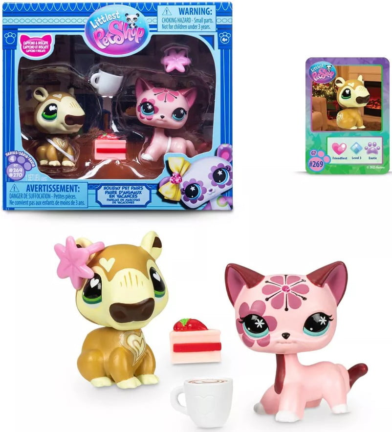 Littlest Pet Shop Holiday Pet Pairs Capybara & Short Hair Cat Mini Figure 2-Pack