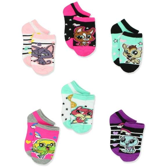 Littlest Pet Shop LPS Girl's Toddler No Show 6 Pack Socks LP000GNS
