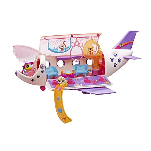 Littlest Pet Shop Pet Jet Playset Toy, Includes 4 Pets, Adult Assembly Required (No Tools Needed), Ages 4 and Up