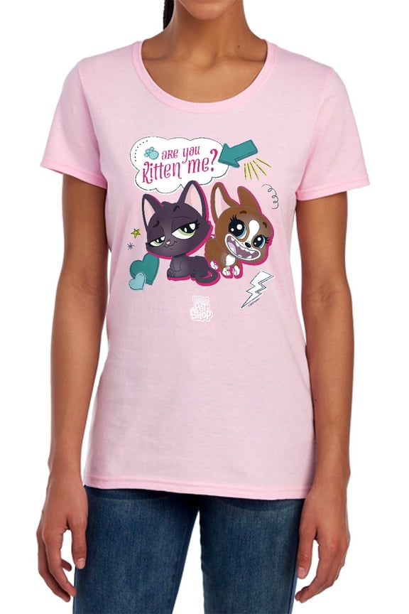 Littlest Pet Shop are You Kitten Me Women's T Shirt, Pink, X-Large
