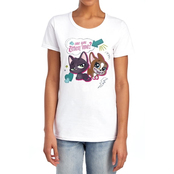 Littlest Pet Shop are You Kitten Me Women's T Shirt, White, X-Large