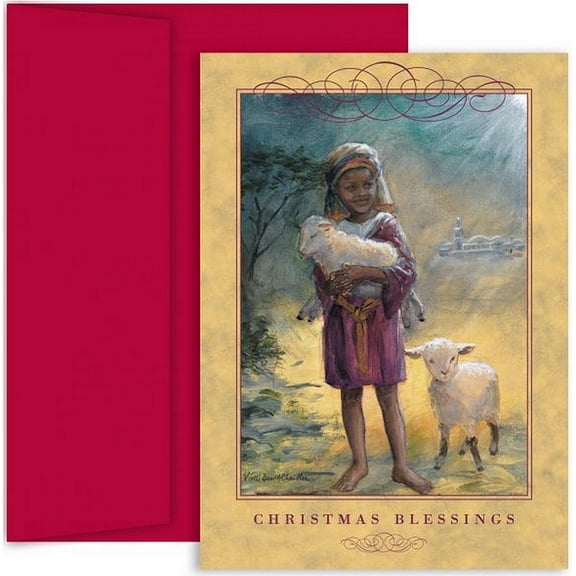 Littlest Shepherd Christmas Boxed Holiday Cards With Red Envelopes - 8in. x 5.5in. - 18 Pack (809700)