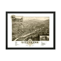 Littleton Art, 1883 Vintage Map of Littleton New Hampshire, NH History Wall Decor Gift, Old Littleton Map - 24" x 18" Black Framed Print