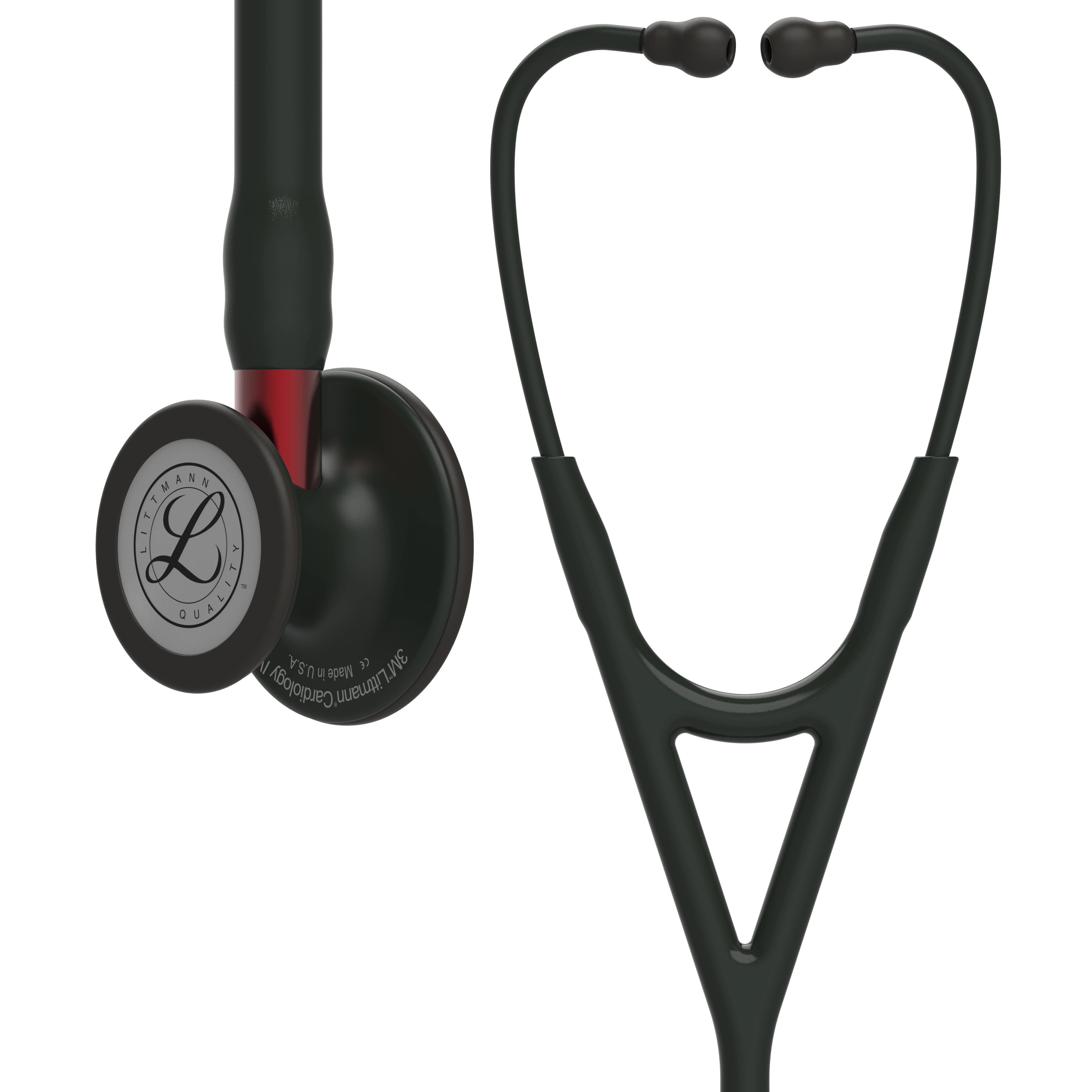 3M Littmann Cardiology IV Diagnostic Stethoscope, Stainless Steel Black-Finish Chestpiece, 27" Black Tube, Red Stem