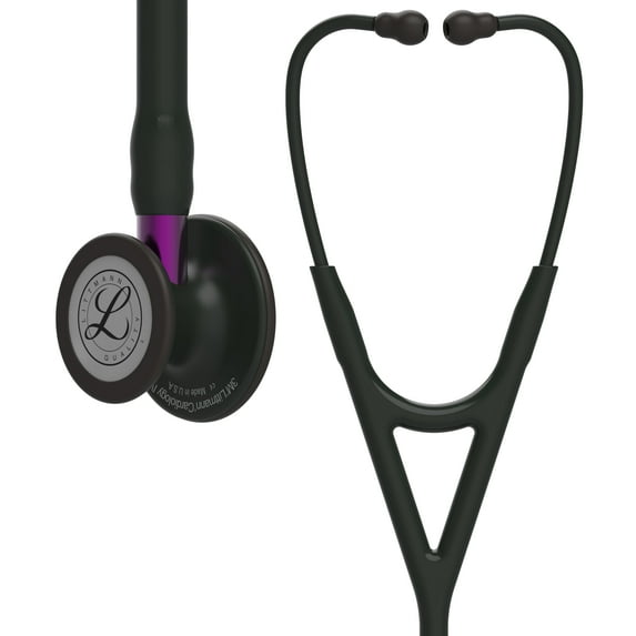 3M Littmann Cardiology IV Diagnostic Stethoscope, Stainless Steel Black-Finish Chestpiece, 27" Black Tube, Violet Stem