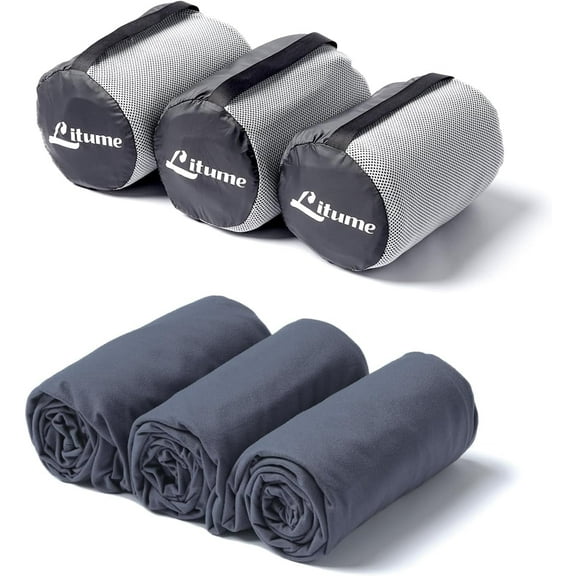 Litume Travel Blanket Velvet 3-Pack – Ultra Lightweight & Breathable Velvet Fleece, 67 x 48 in Soft Compact Blanket for Airplane, Camping, Train, Backpacking & Office Use – Includes Stuff Sack