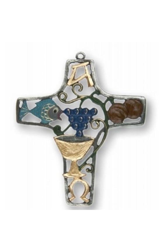 Liturgical Cross German Pewter Christmas Ornament Wall Hanging