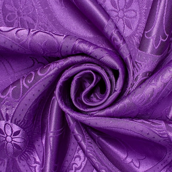 Liturgical Satin Jacquard Brocade Church Cross Ecclesiastical Floral (60 Inch) Fabric By The Yard - For Sewing Apparel, Accessories, & Décor - Purple (5 Yards)