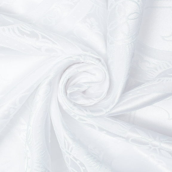 Liturgical Satin Jacquard Brocade Church Cross Ecclesiastical Floral (60 Inch) Fabric By The Yard - For Sewing Apparel, Accessories, & Décor - White (1 Yard)