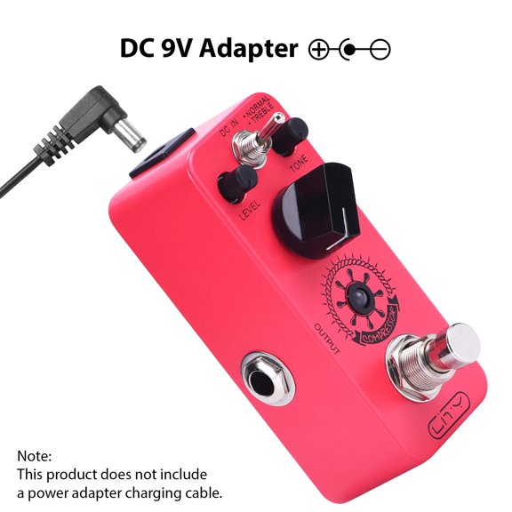 Lity Ultimate Comp Electric Guitar Effects Pedal Mini Pure Analog Compressor With 2 Modes True Bypass DC 9V 0.25 inches / 6.35 mm Input Output Interface Red Aluminum Alloy Body