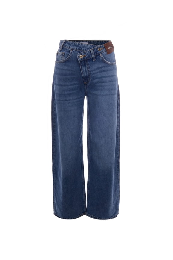 Blue Awry Asymmetric Straight-Leg Jeans (Women's)