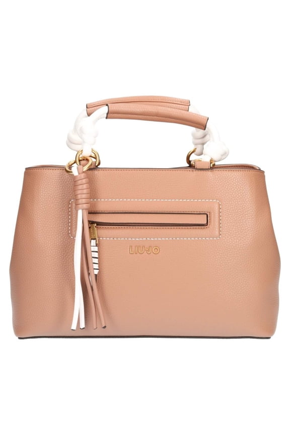 Women's Beige Handbag In Brown Textured Eco-Leather Neutrals