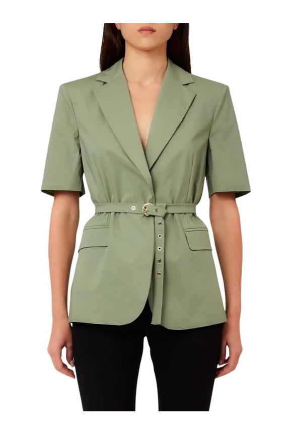 Short Sleeves Removable Belted Front Jacket (Women's)