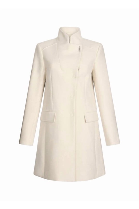 Tailored Beige Coat With Asymmetrical Button Closure (Women's)